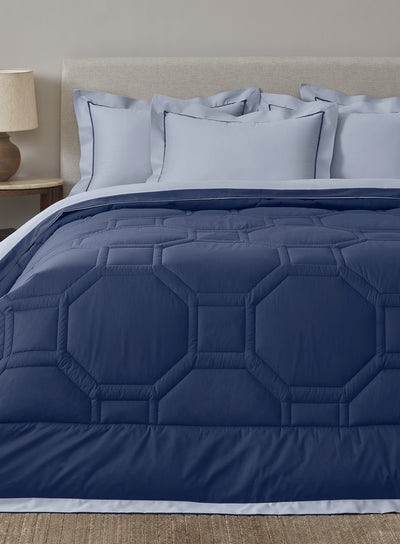 ORNELLA-SLATE BLUE-NAVY DOUBLE COMFORTER BEDDING SET