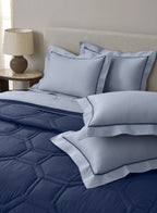 ORNELLA-SLATE BLUE-NAVY DOUBLE COMFORTER BEDDING SET