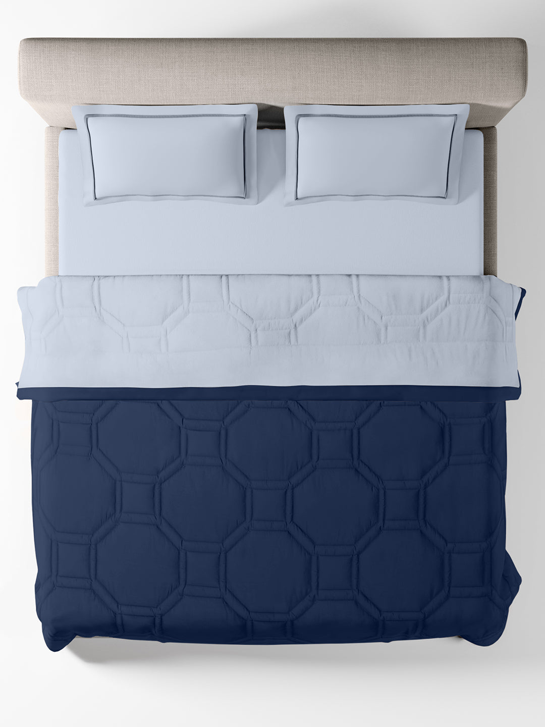 ORNELLA-SLATE BLUE-NAVY DOUBLE COMFORTER BEDDING SET