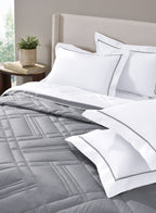 TRELLIS-BRILLIANT WHITE-NEW GREY DOUBLE COMFORTER BEDDING SET