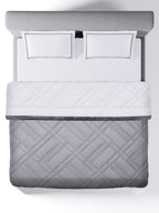 TRELLIS-BRILLIANT WHITE-NEW GREY DOUBLE COMFORTER BEDDING SET