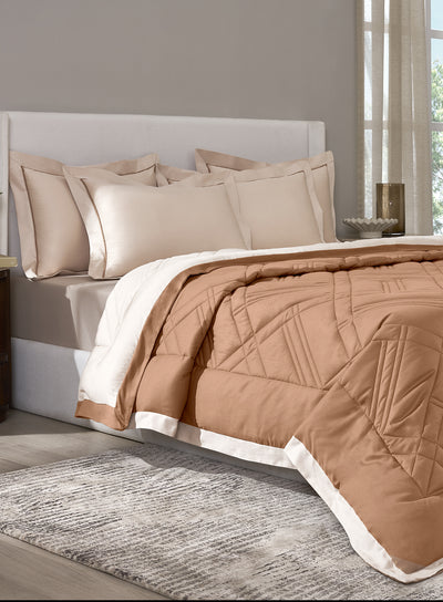 TRELLIS-CREAM PINK-BROWN SUGAR DOUBLE COMFORTER BEDDING SET