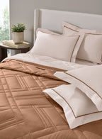 TRELLIS-CREAM PINK-BROWN SUGAR DOUBLE COMFORTER BEDDING SET