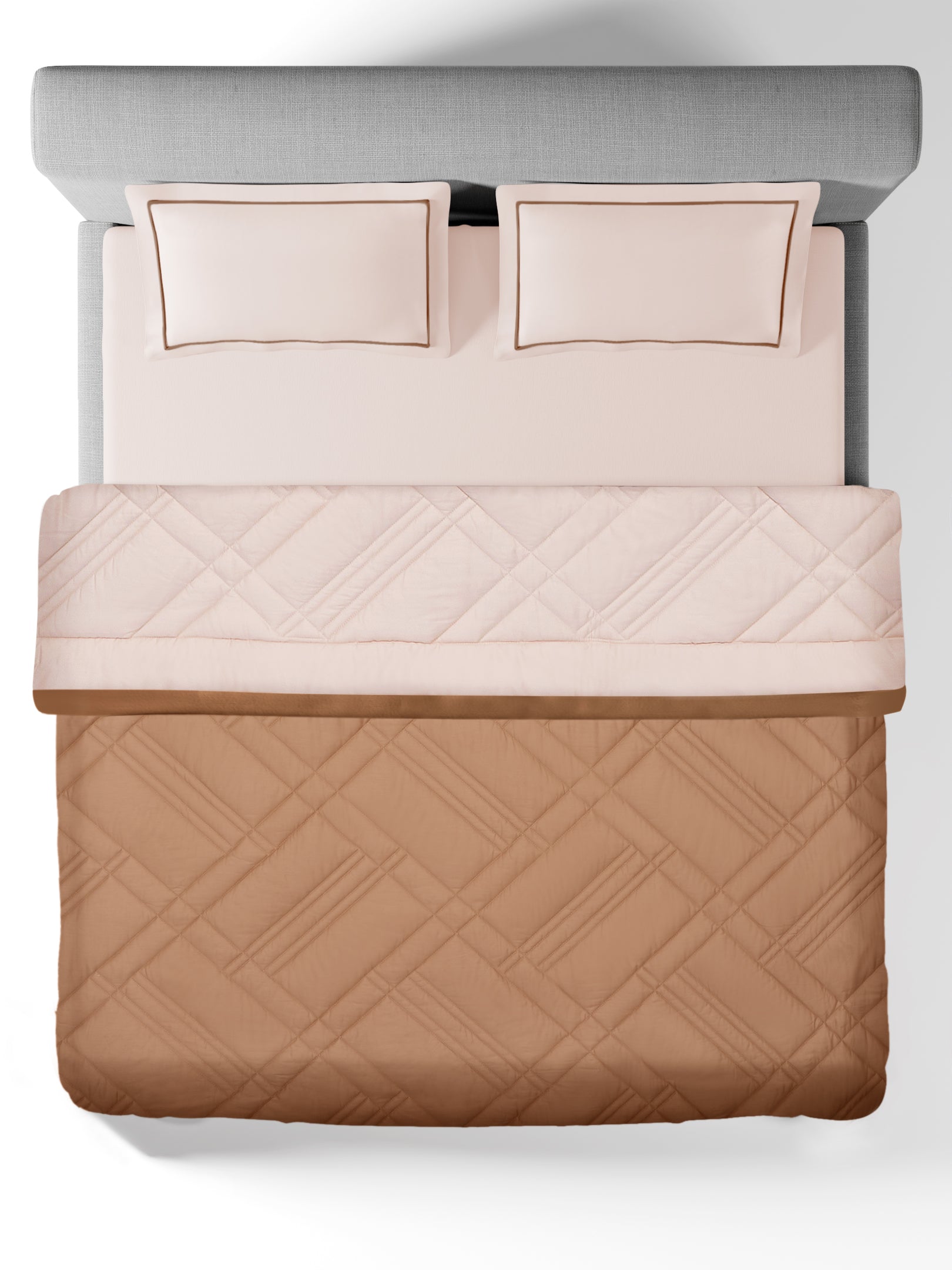 TRELLIS-CREAM PINK-BROWN SUGAR DOUBLE COMFORTER BEDDING SET