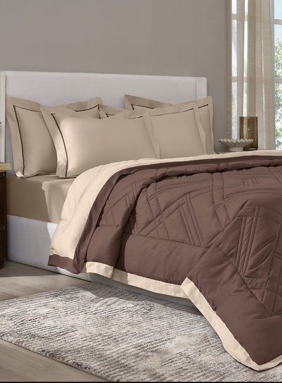 TRELLIS-SAND-PINE CONE DOUBLE COMFORTER BEDDING SET