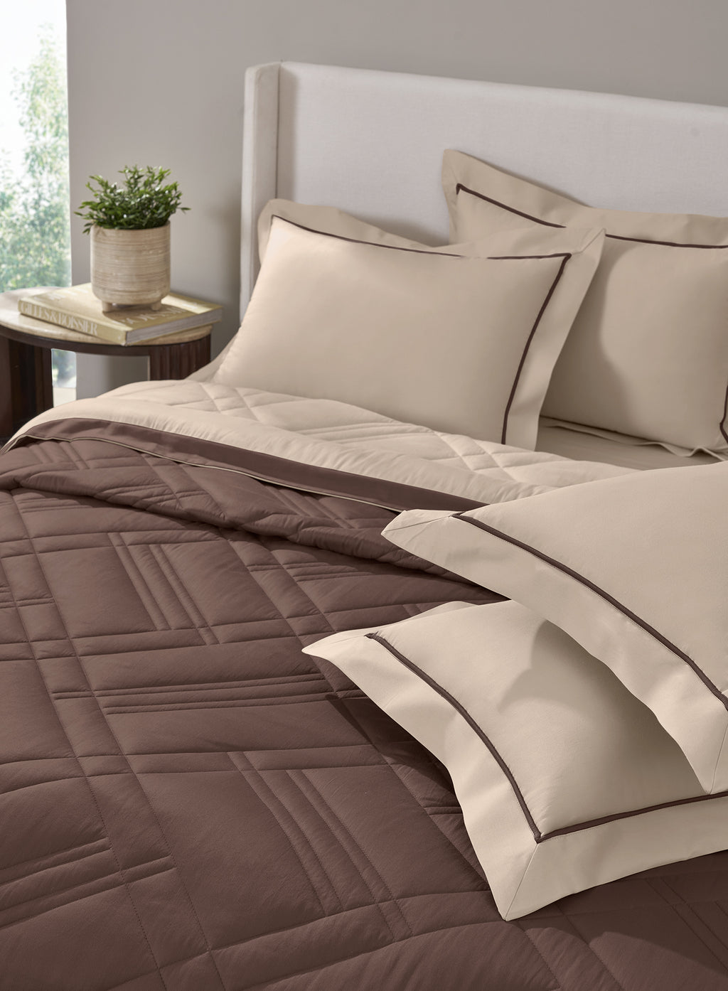 TRELLIS-SAND-PINE CONE DOUBLE COMFORTER BEDDING SET