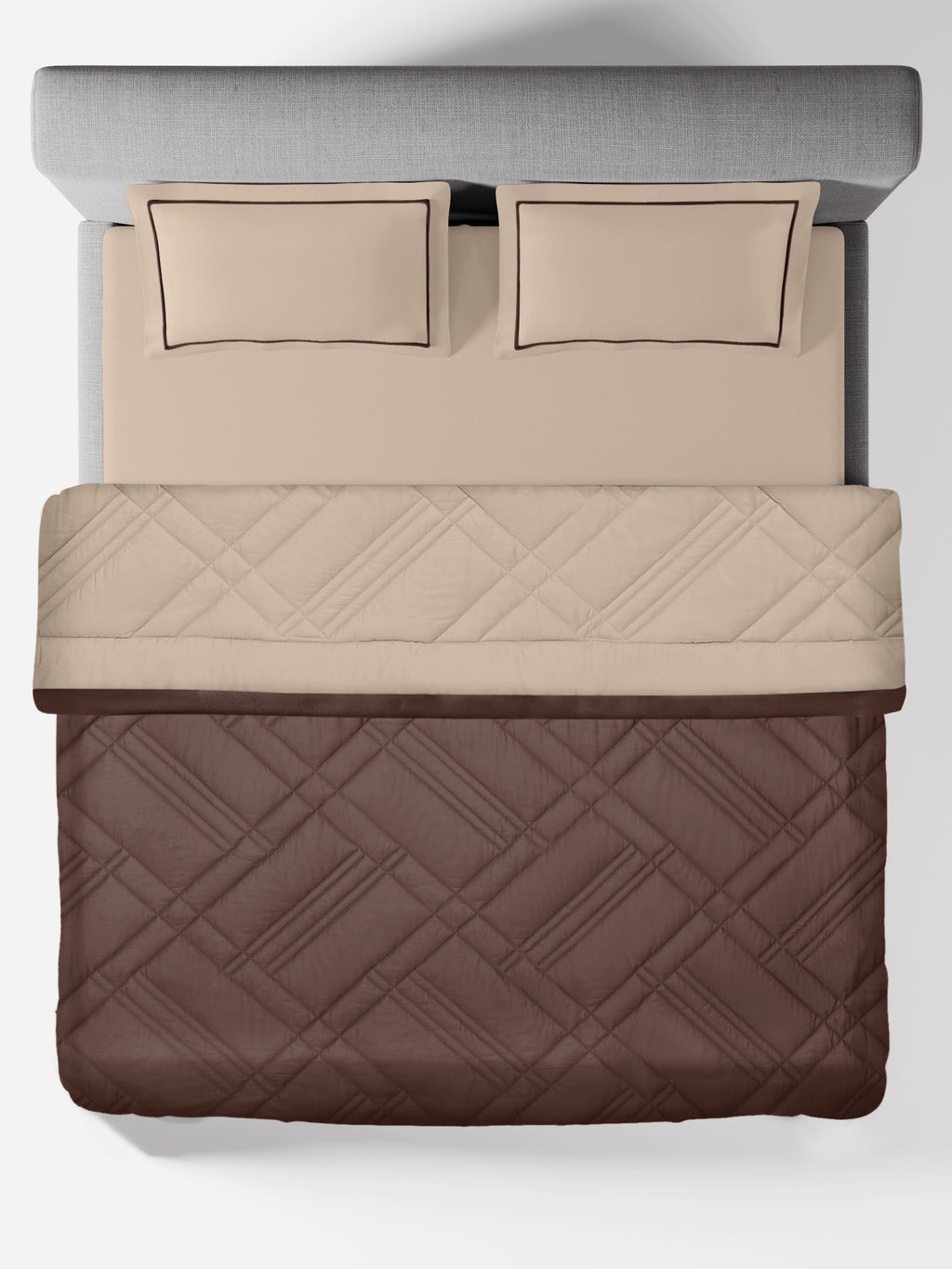 TRELLIS-SAND-PINE CONE DOUBLE COMFORTER BEDDING SET