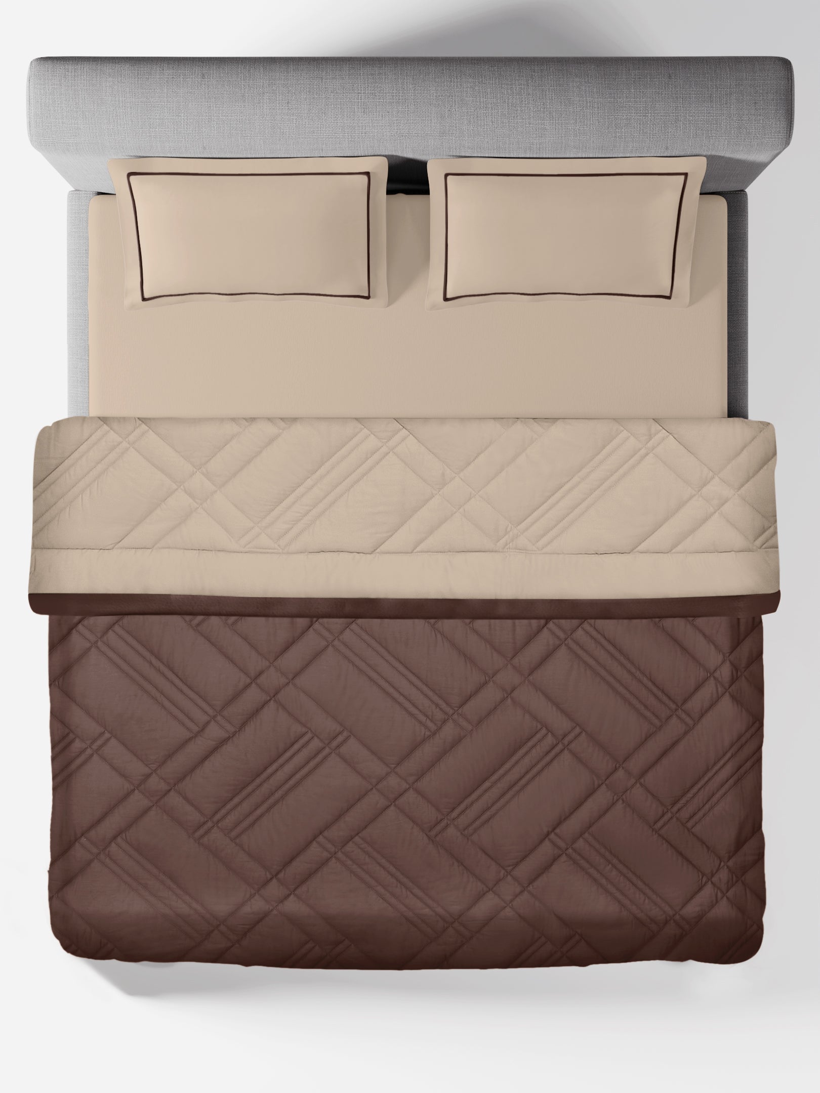 TRELLIS-SAND-PINE CONE DOUBLE COMFORTER BEDDING SET