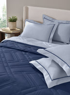 TRELLIS-SLATE BLUE-NAVY DOUBLE COMFORTER BEDDING SET