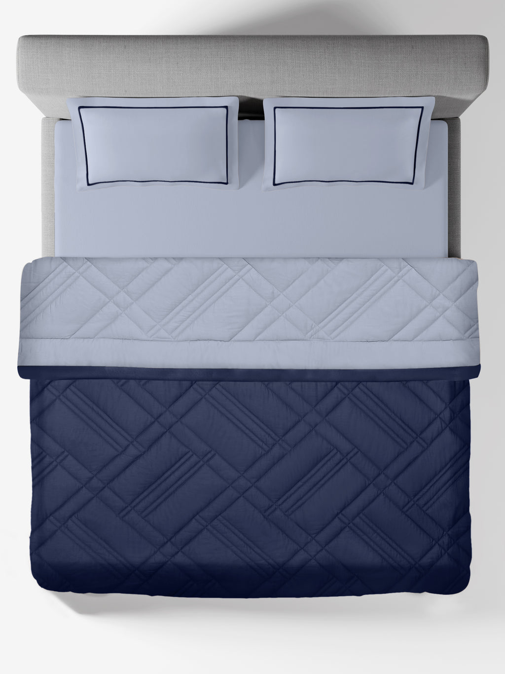 TRELLIS-SLATE BLUE-NAVY DOUBLE COMFORTER BEDDING SET