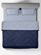 TRELLIS-SLATE BLUE-NAVY DOUBLE COMFORTER BEDDING SET