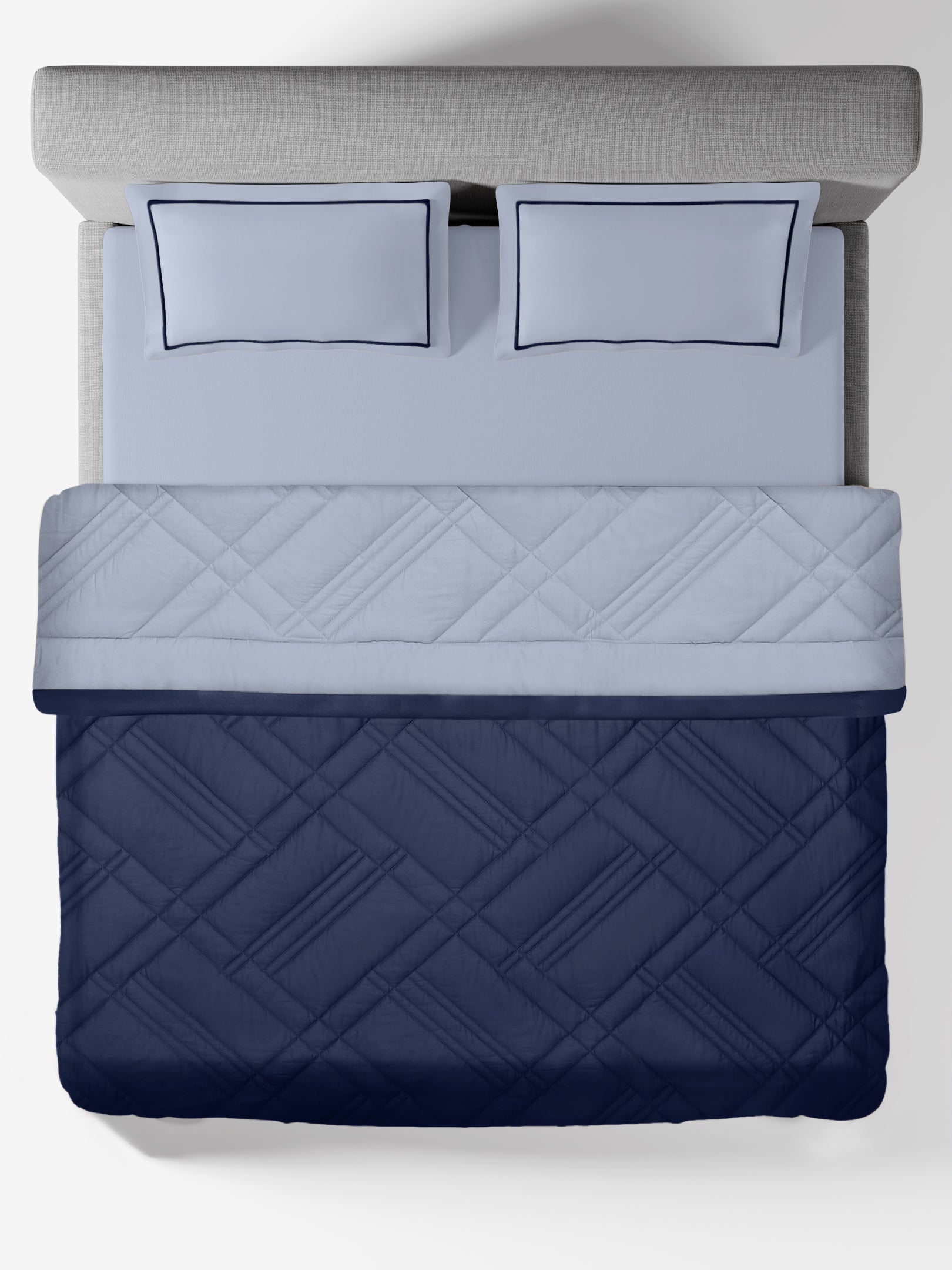 TRELLIS-SLATE BLUE-NAVY DOUBLE COMFORTER BEDDING SET