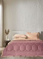 VERONIQUE-PEACH BLUSH-ASH ROSE DOUBLE COMFORTER BEDDING SET