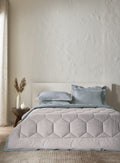 VERONIQUE-STONE BLUE-GLACIER GREY DOUBLE COMFORTER BEDDING SET