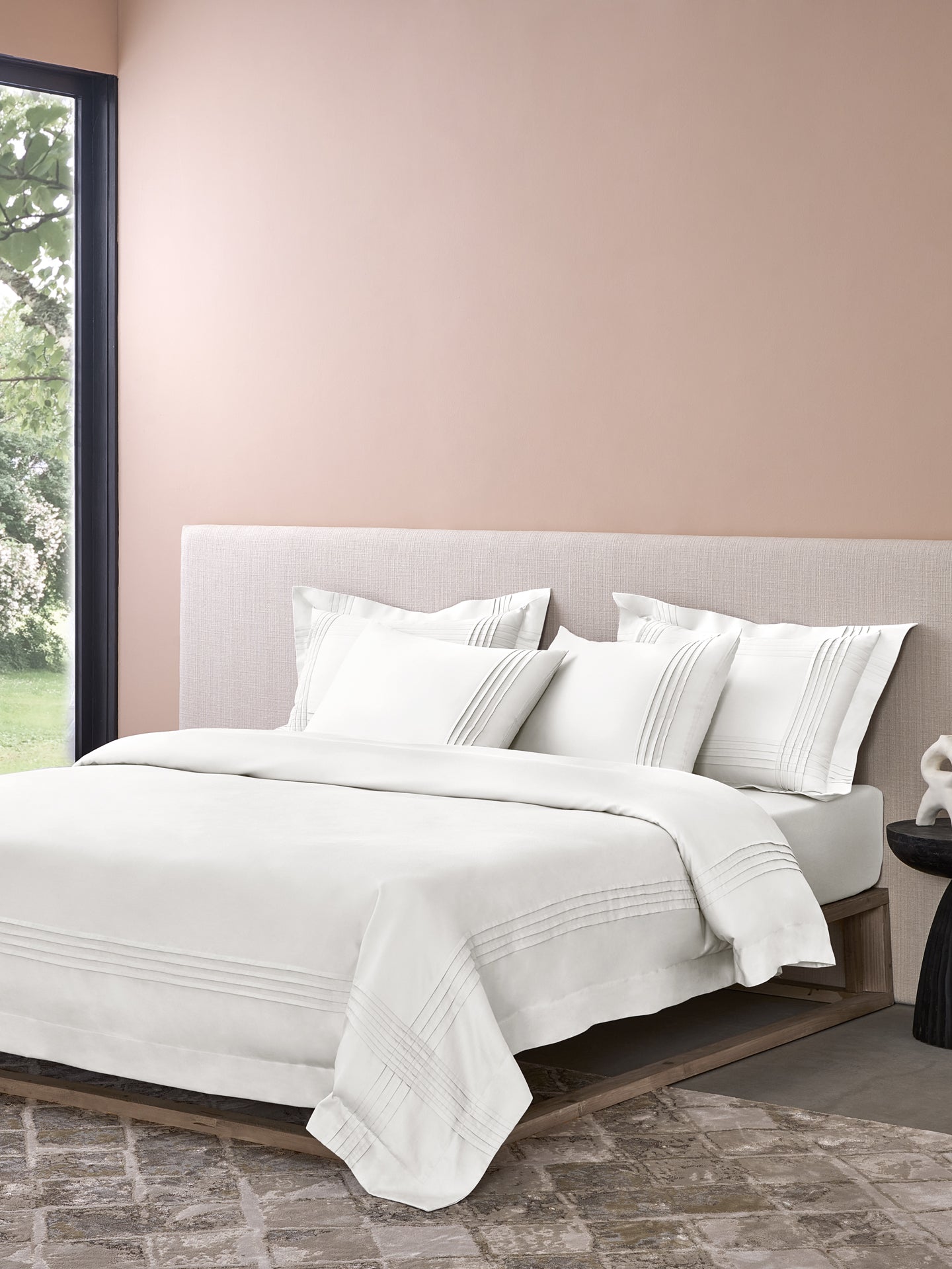 CELESTE-BRIGHT WHITE DOUBLE DUVET BEDDING SET