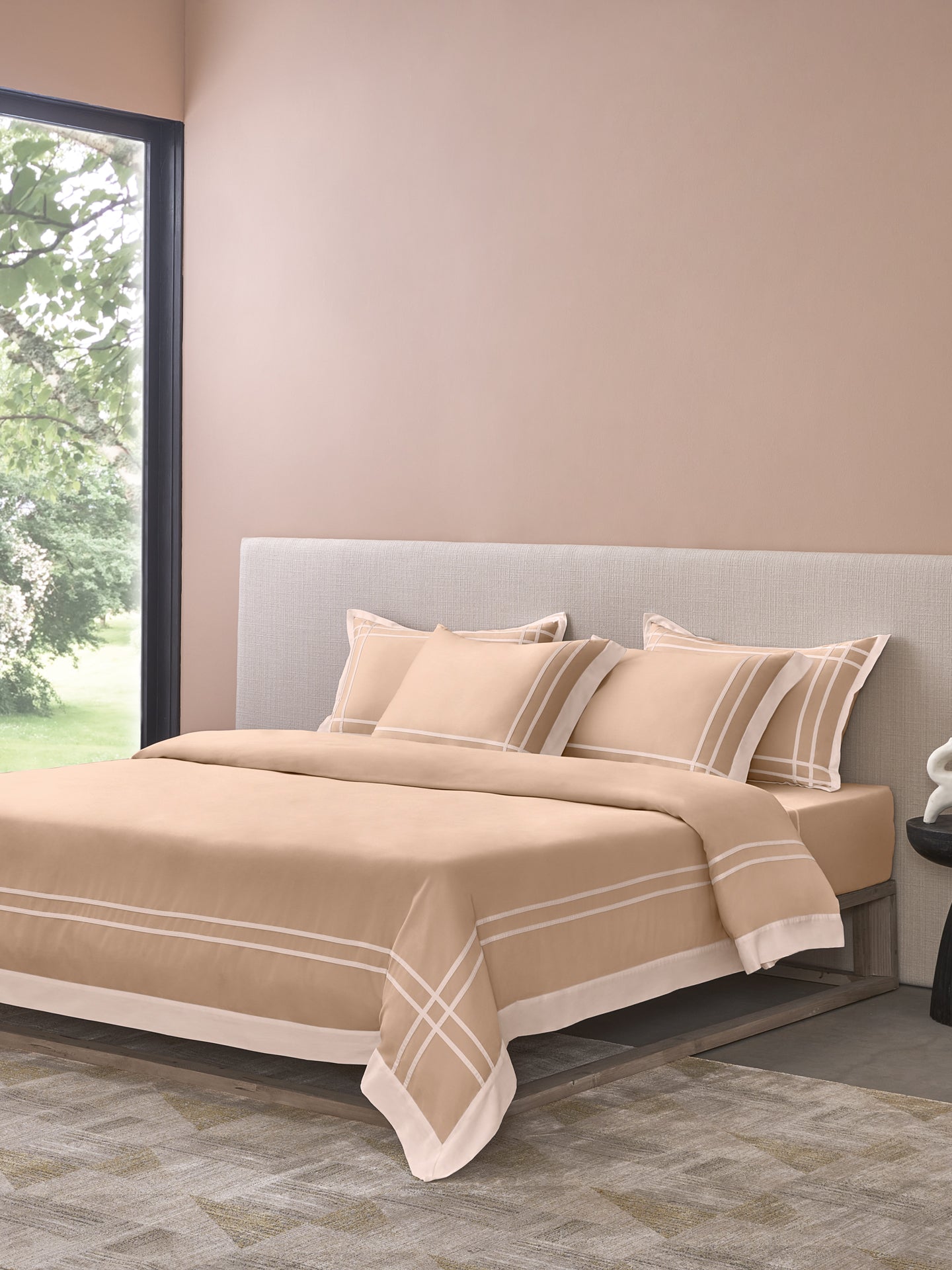 CLASSICO-ALMOND-PEARLED IVORY KING BED SHEET SET