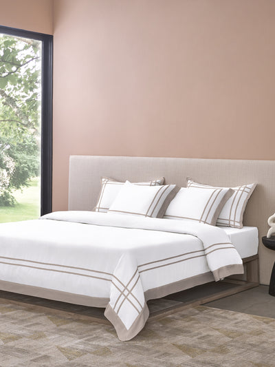CLASSICO-BRIGHT WHITE-PUMICE STONE DOUBLE DUVET COVER SET