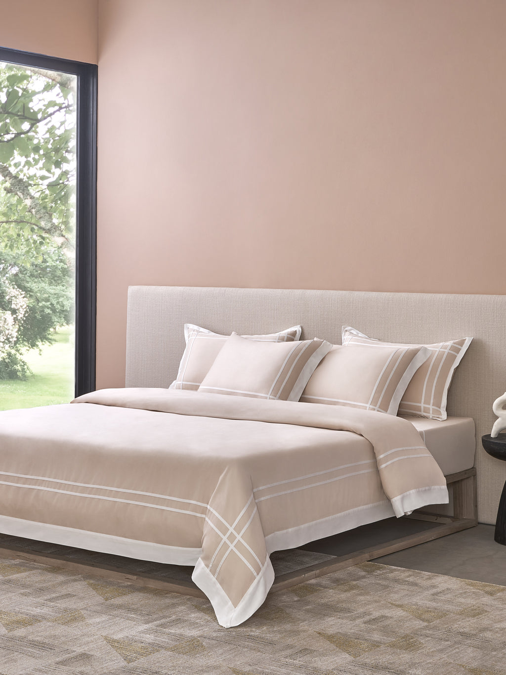 CLASSICO-PEARLED IVORY-BRIGHT WHITE DOUBLE DUVET BEDDING SET