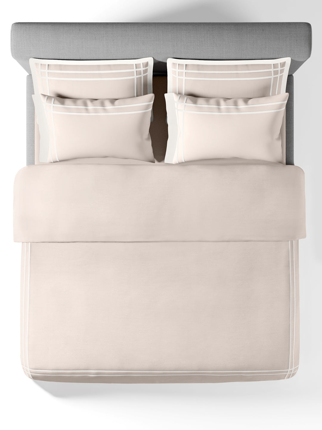 CLASSICO-PEARLED IVORY-BRIGHT WHITE DOUBLE DUVET BEDDING SET