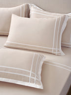 CLASSICO-PEARLED IVORY-BRIGHT WHITE DOUBLE DUVET BEDDING SET