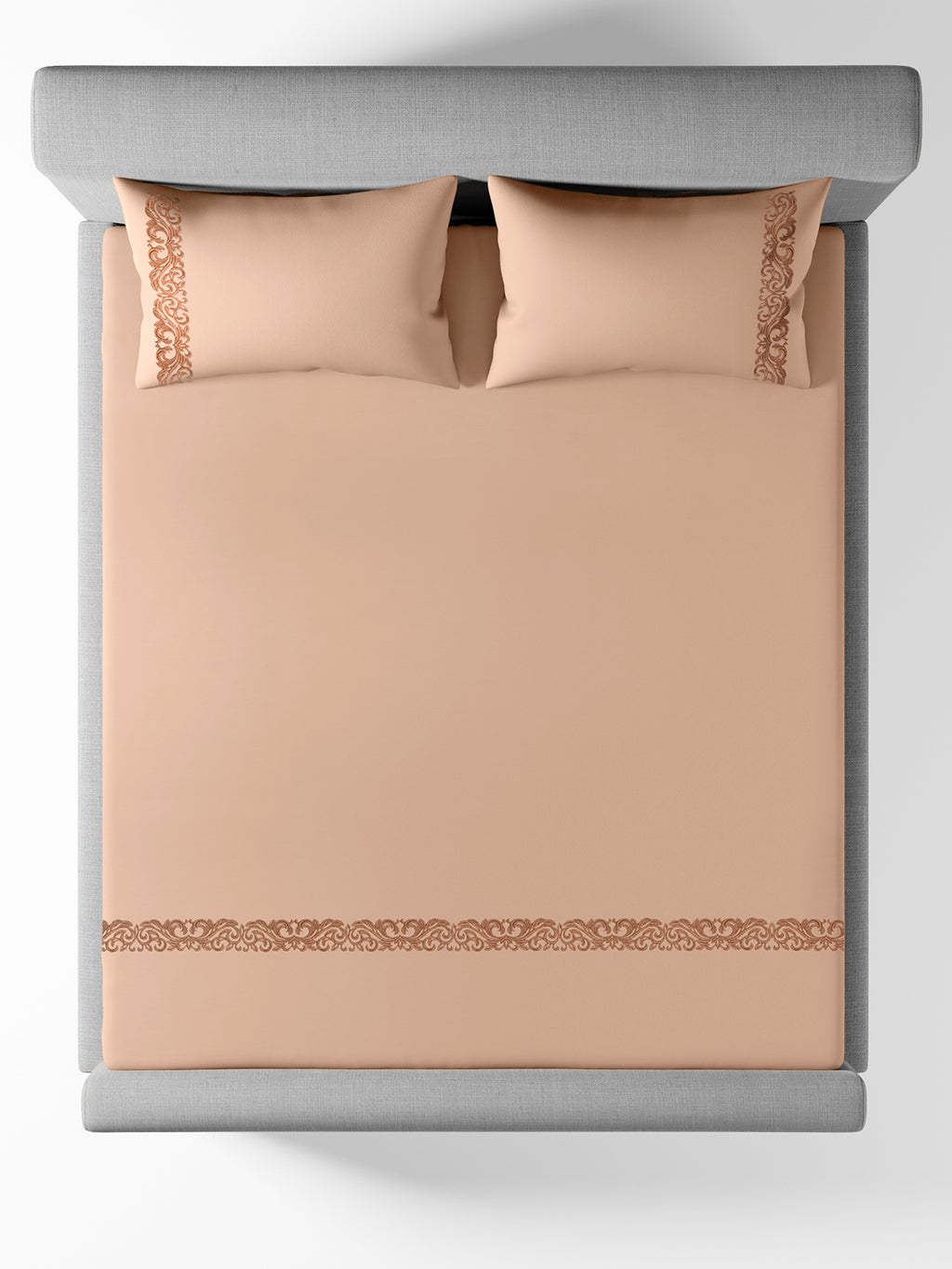 SCROLLIS-ALMOND KING BED SHEET SET