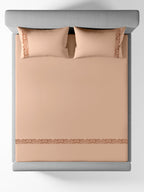 SCROLLIS-ALMOND KING BED SHEET SET