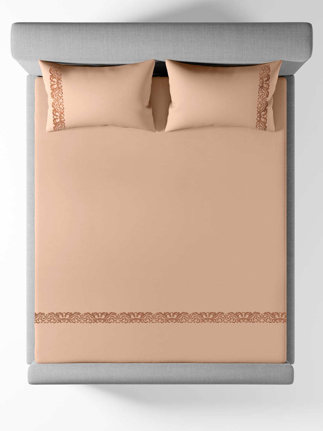 SCROLLIS-ALMOND KING BED SHEET SET