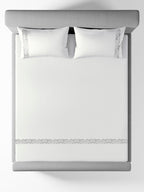 SCROLLIS-BRIGHT WHITE KING BED SHEET SET