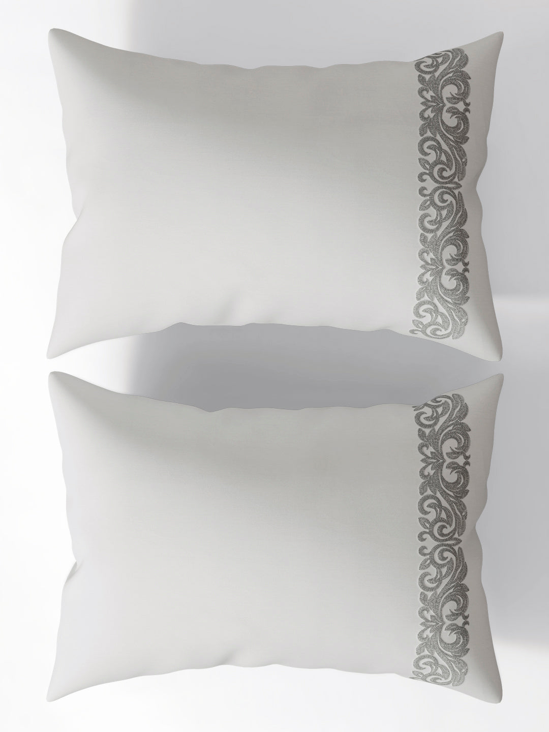 SCROLLIS-BRIGHT WHITE KING BED SHEET SET