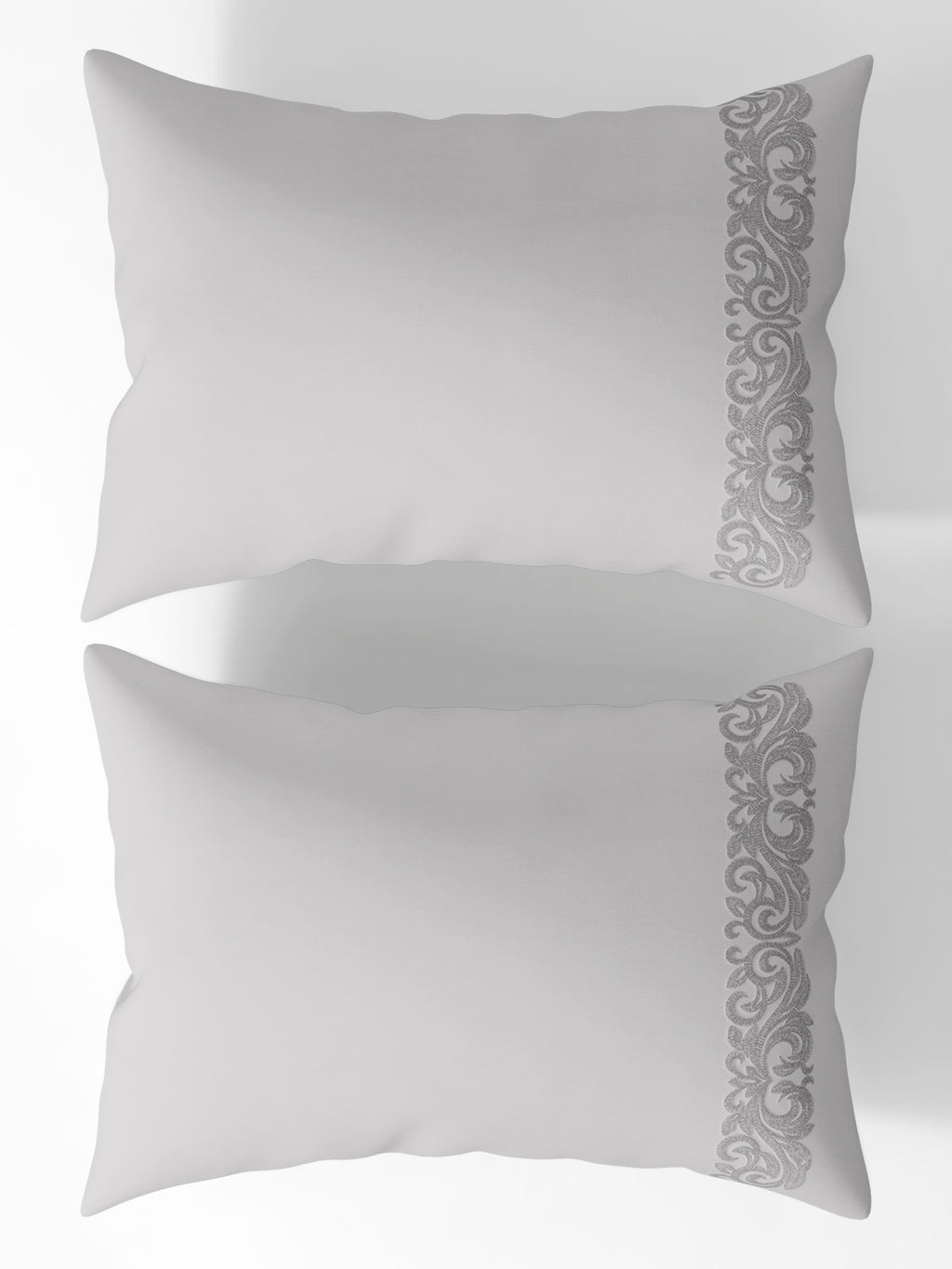 SCROLLIS-LIGHT SILVER KING BED SHEET SET