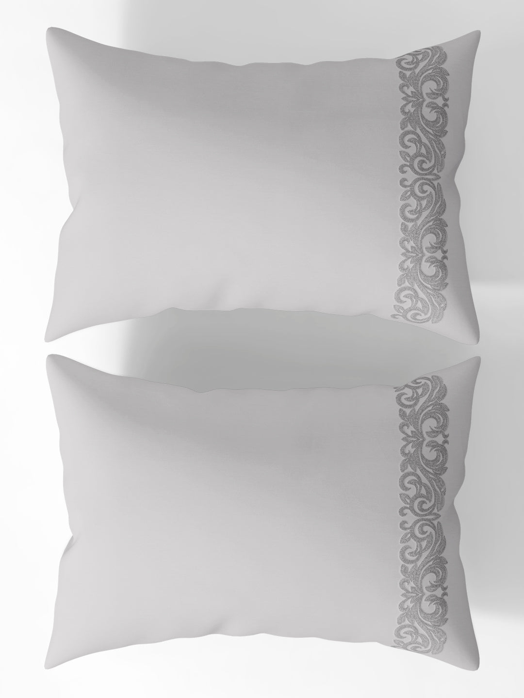 SCROLLIS-LIGHT SILVER KING BED SHEET SET
