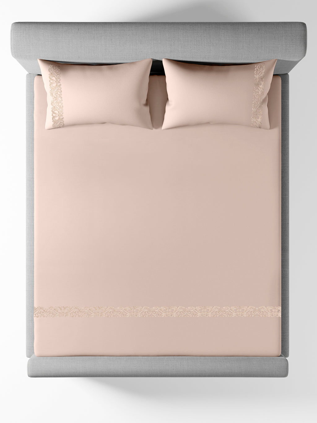 SCROLLIS-PEARLED IVORY KING BED SHEET SET