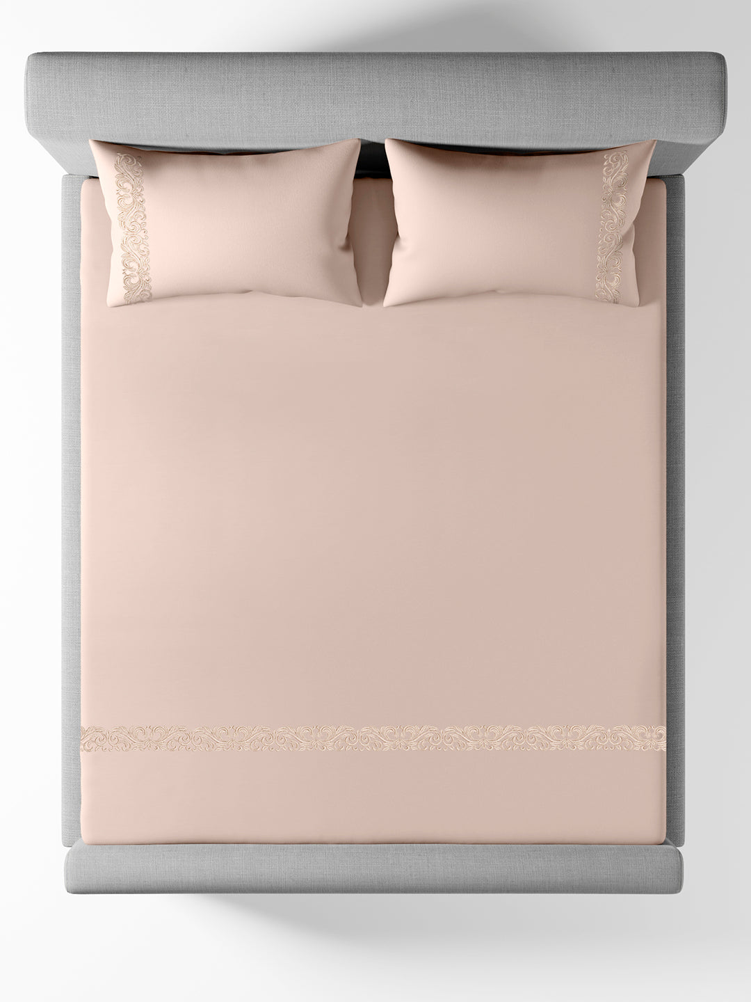 SCROLLIS-PEARLED IVORY KING BED SHEET SET