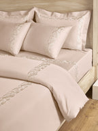 SCROLLIS-PEARLED IVORY DOUBLE DUVET COVER SET
