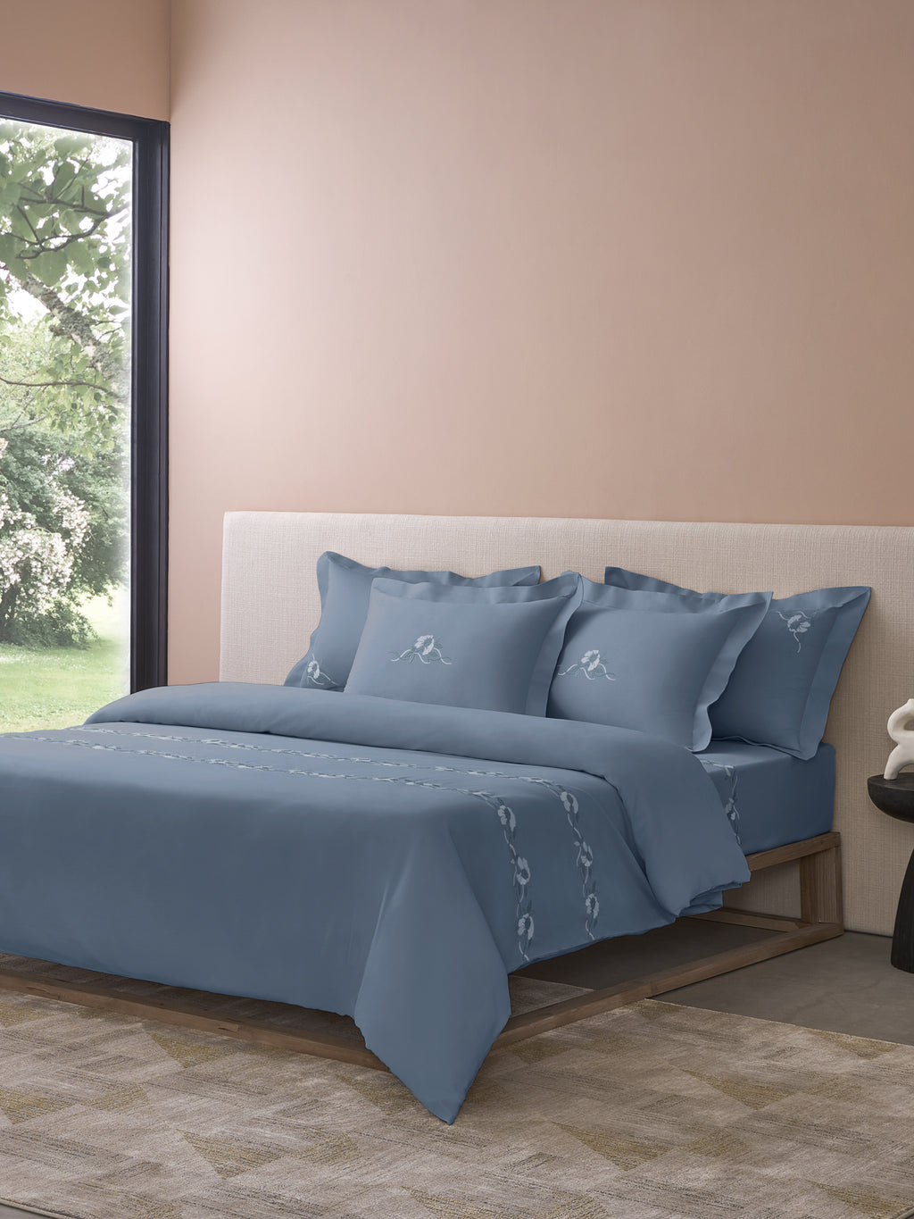 VINE-BLUE MIRAGE KING BED SHEET SET