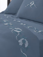 VINE-BLUE MIRAGE KING BED SHEET SET