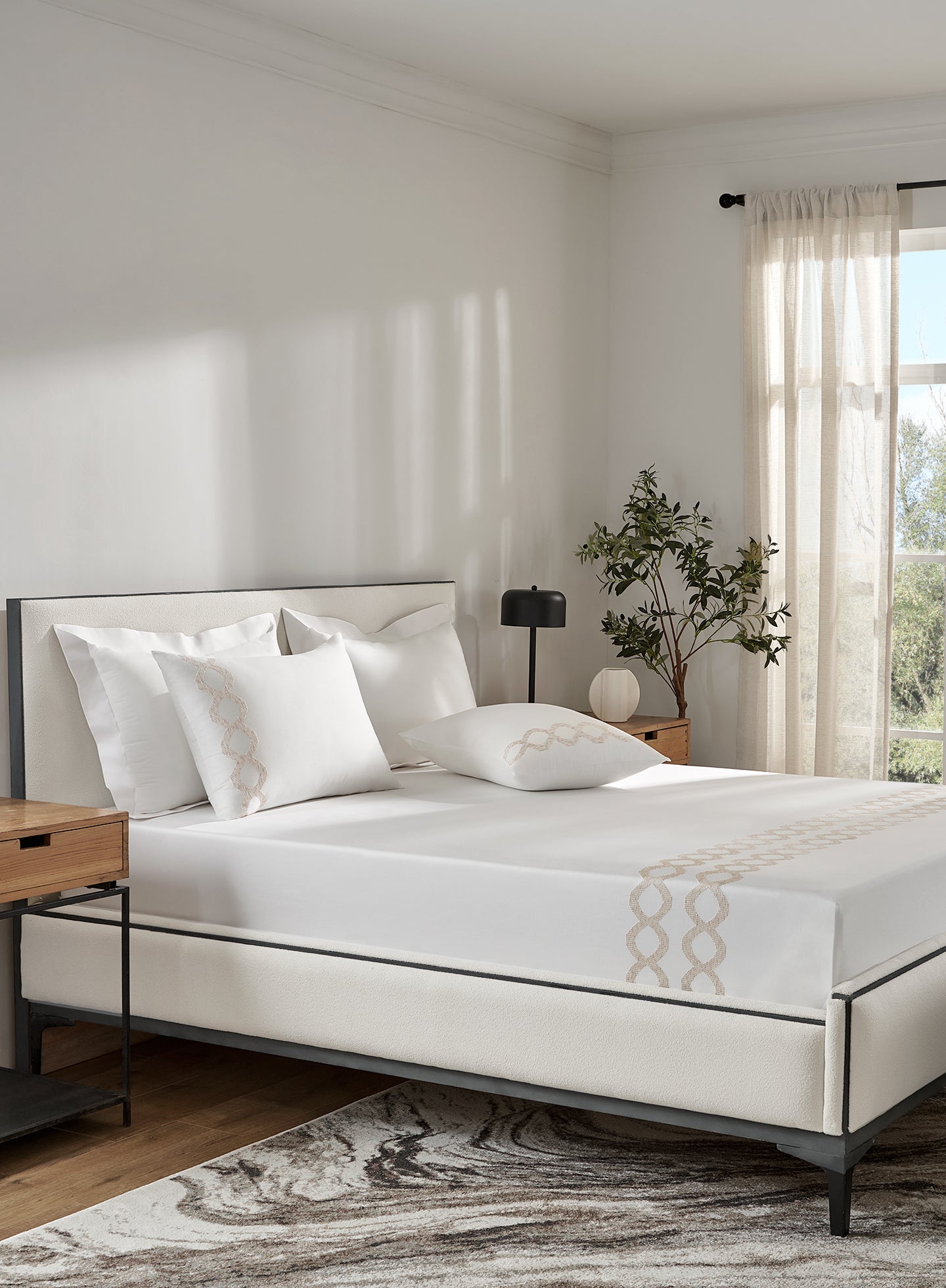 ONDINE-IVORY KING BED SHEET SET