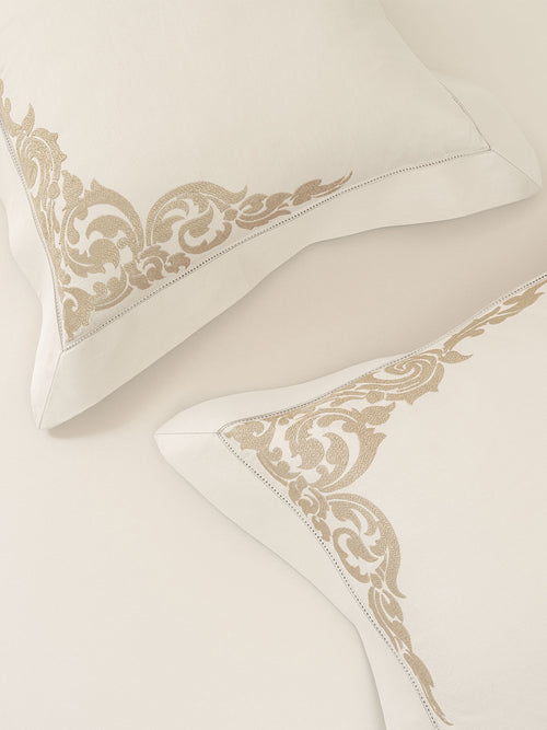 BAROQUE-SNOW WHITE KING BED SHEET SET