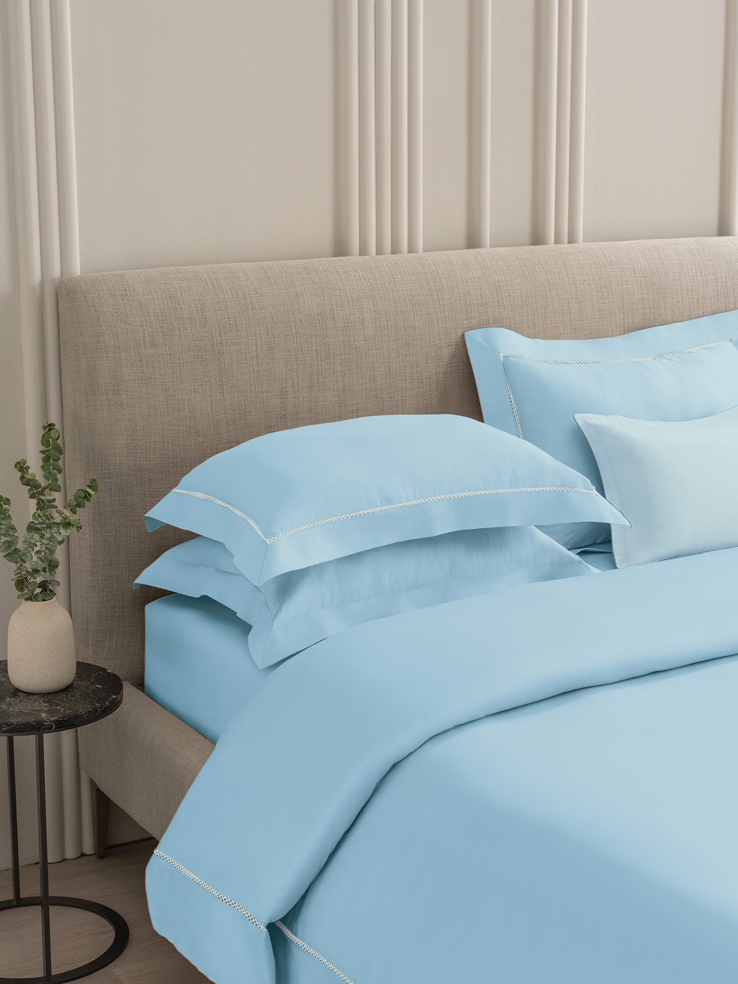 GRACE-STORM BLUE KING BED SHEET SET