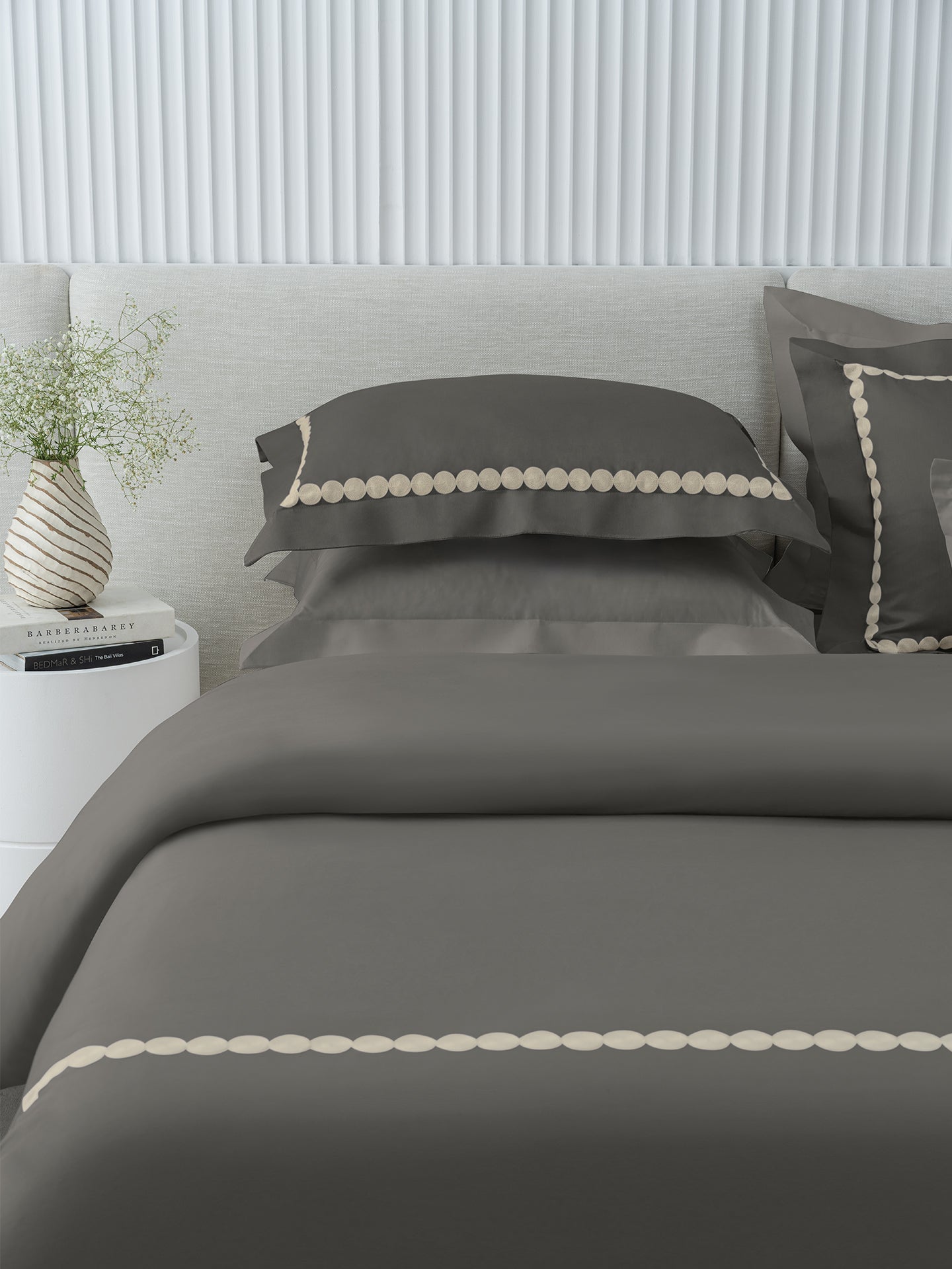 PEARLS-ASH GREY KING BED SHEET SET