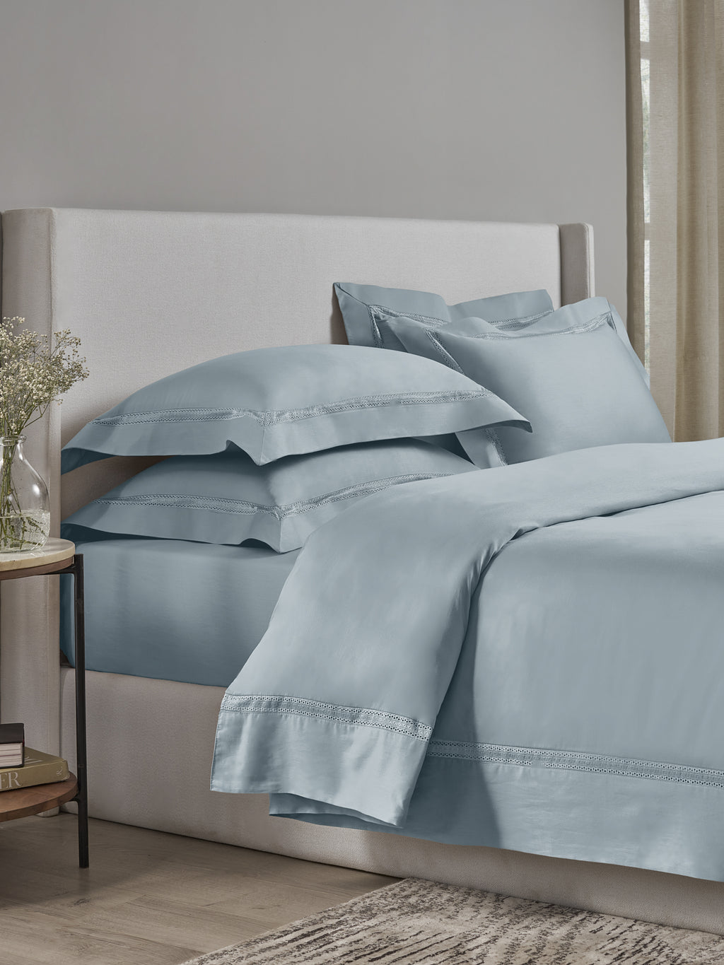 STEEL BLUE KING BED SHEET SET