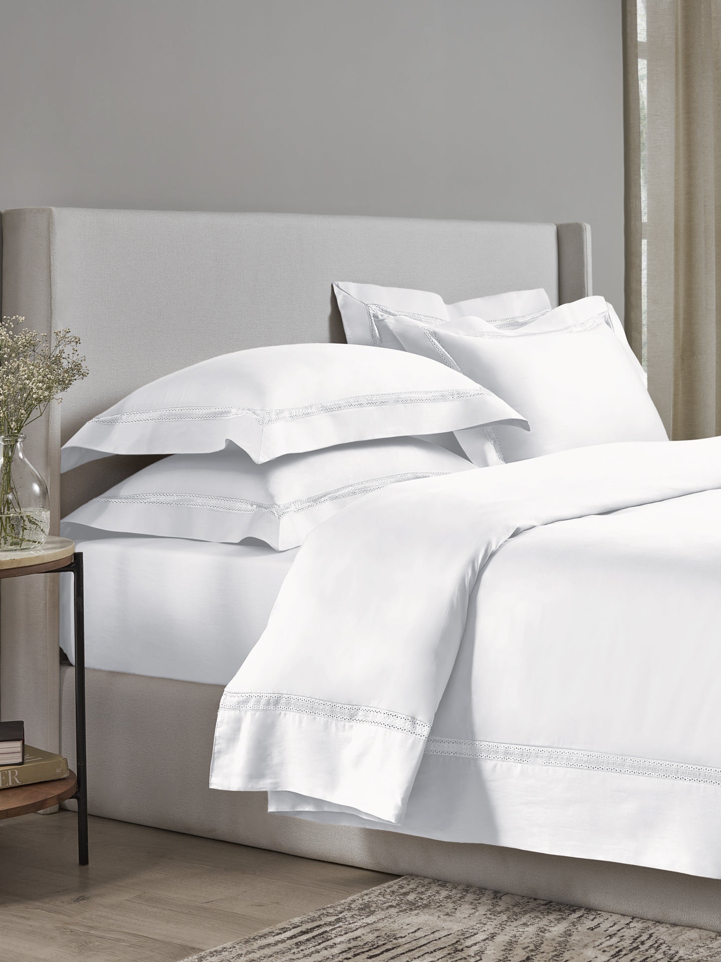 WHITE KING BED SHEET SET