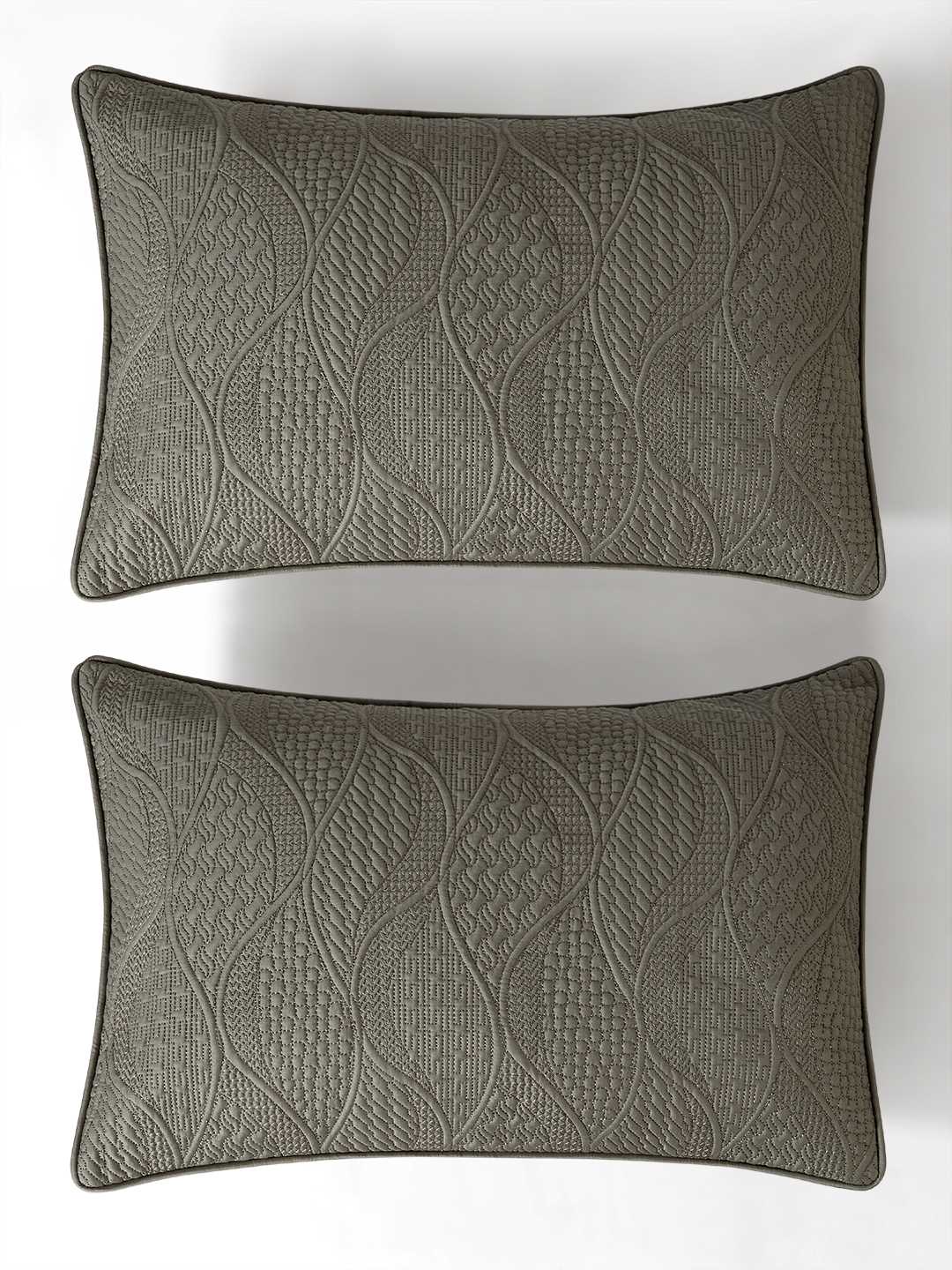 BRIAR-CEMENT DOUBLE QUILTED BEDSPREAD SET