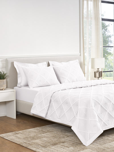 MAZE-BRILLIANT WHITE DOUBLE COMFORTER BEDDING SET