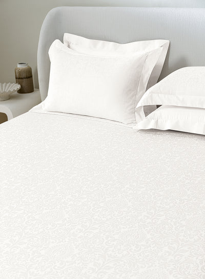 VALENCIA-BRIGHT WHITE KING BED SHEET SET