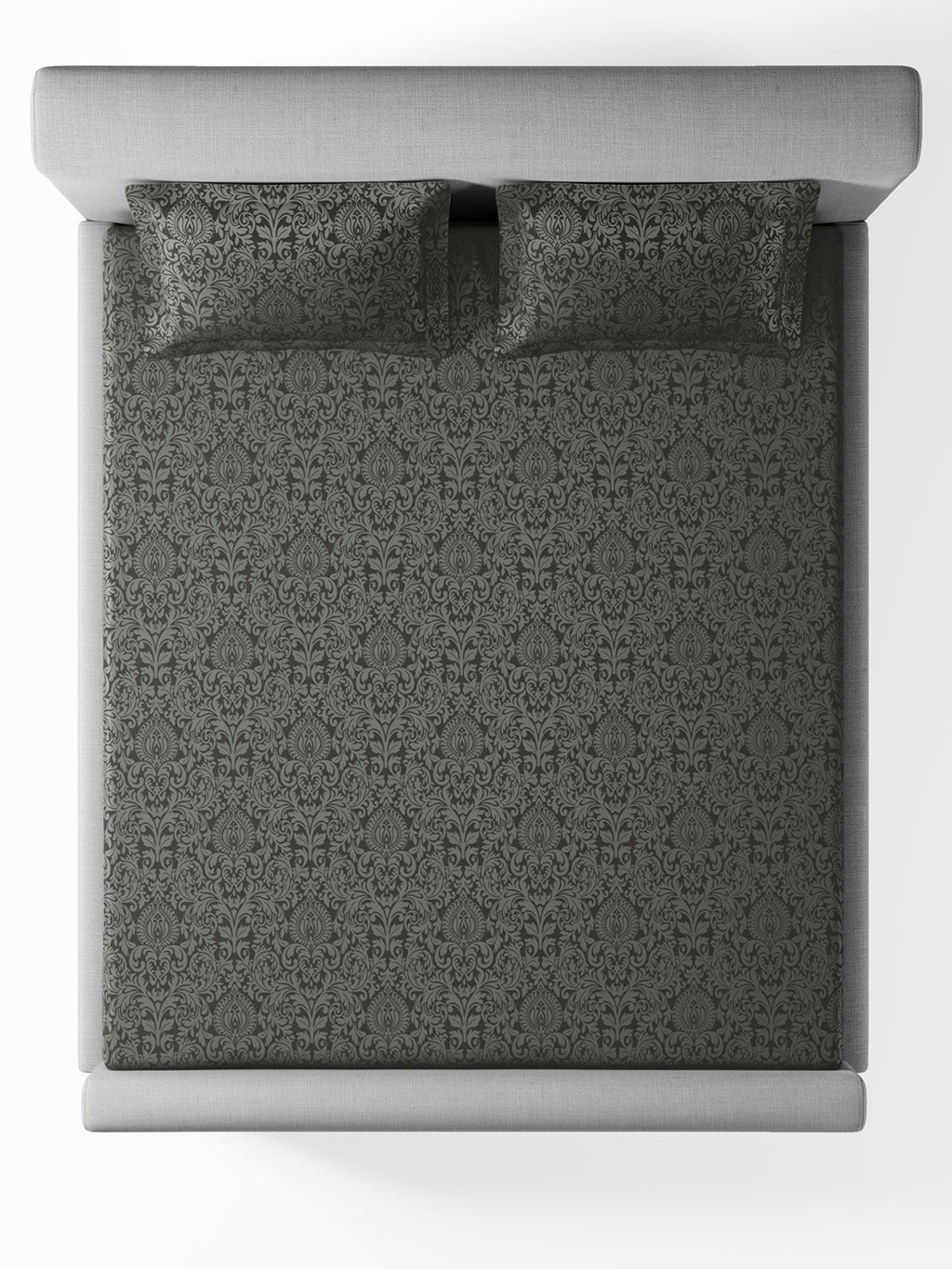 VALENCIA-CHARCOAL GREY KING BED SHEET SET