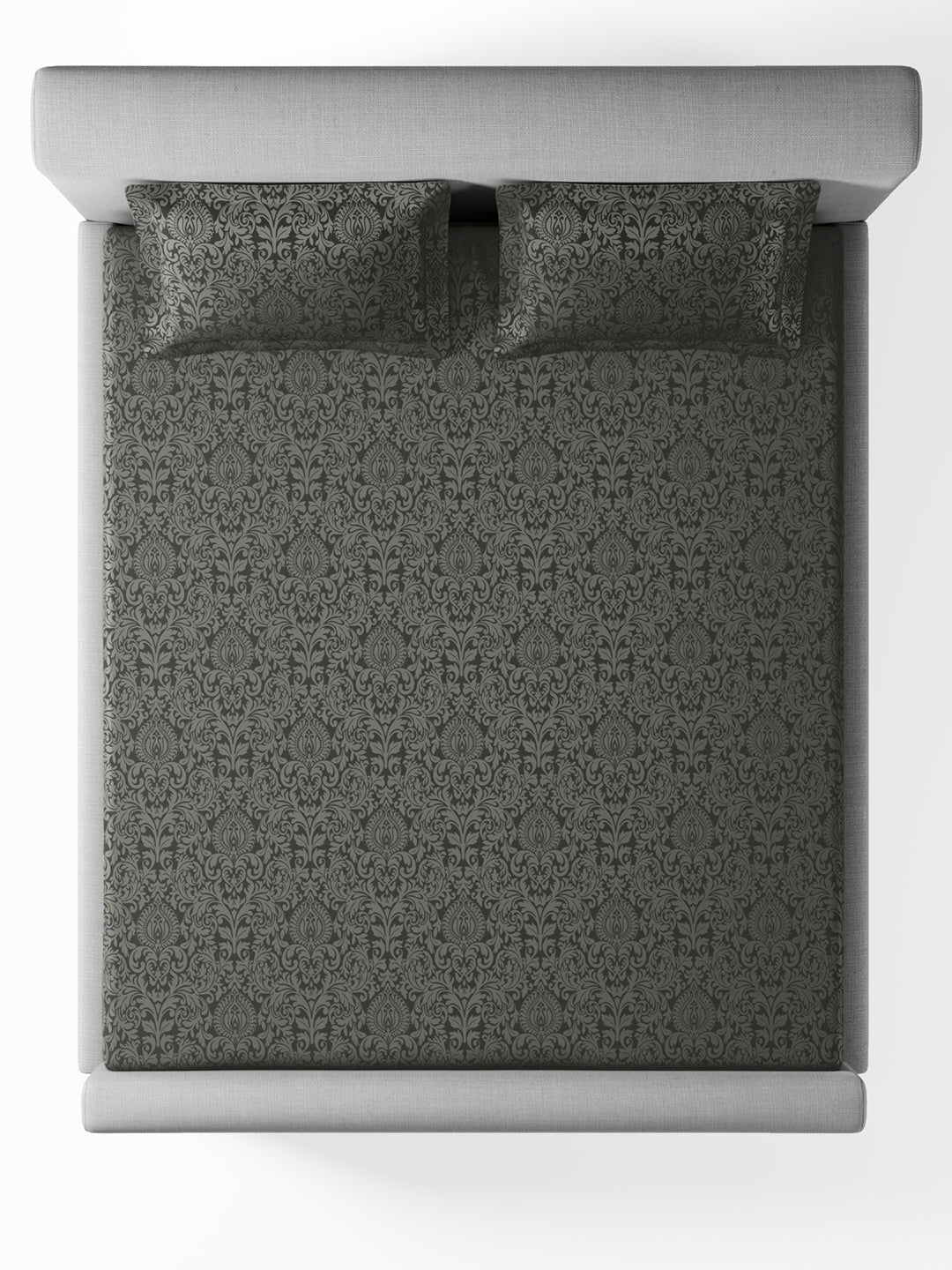 VALENCIA-CHARCOAL GREY KING BED SHEET SET