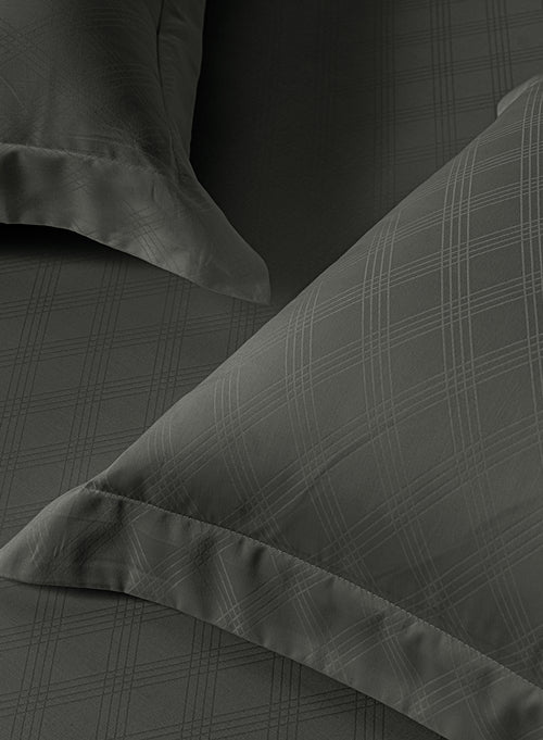ARCADIA-CHARCOAL GREY KING BED SHEET SET