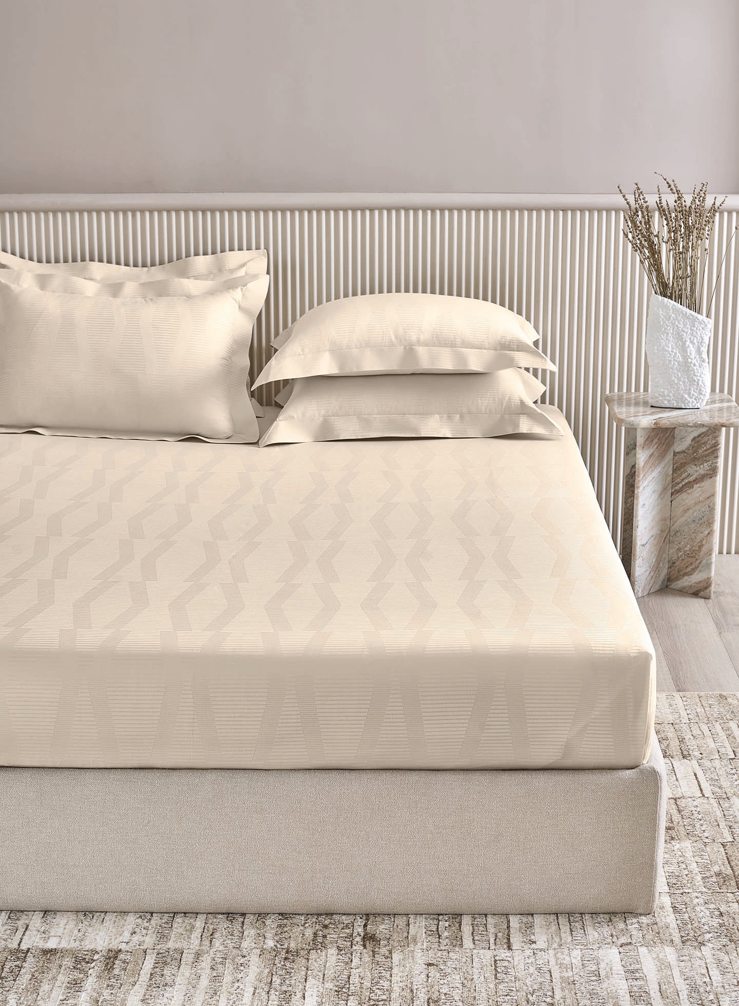 STREAK-BUTTERMILK KING BED SHEET SET