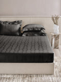 STREAK-CHARCOAL GREY KING BED SHEET SET